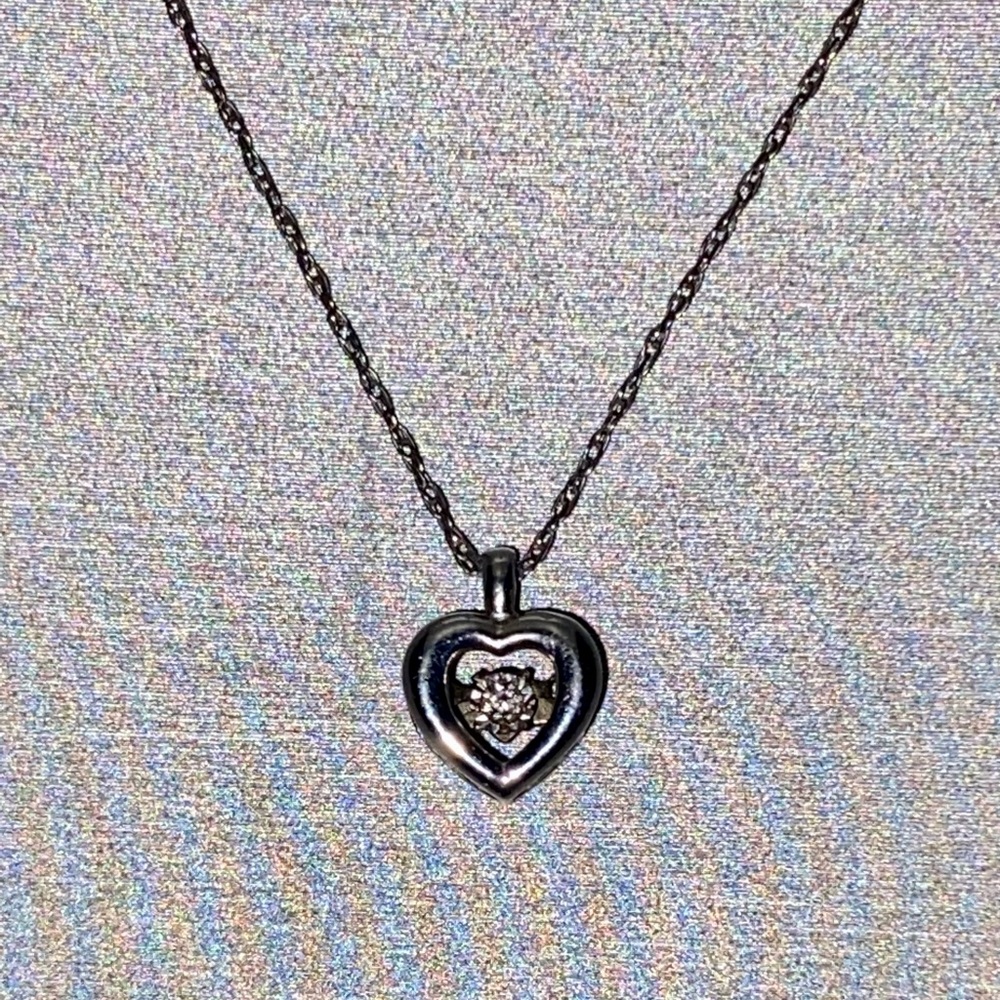 Zales authentic diamond inside .925 sterling silver heart-shaped necklace